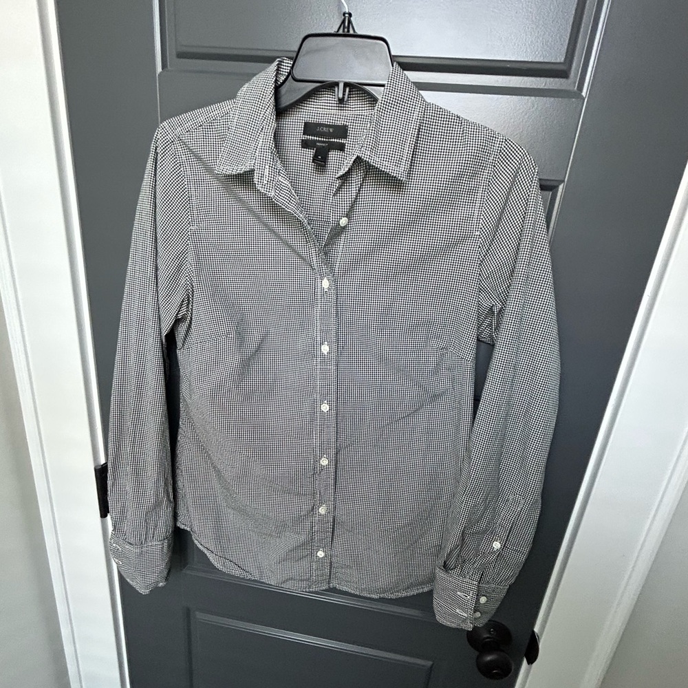 J Crew Size 4 Perfect Shirt - black /white mini check